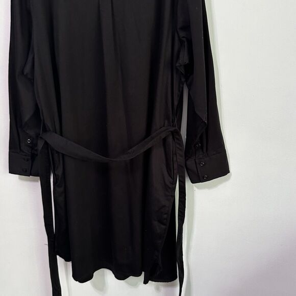 The Limited Short Sleeve Black Belted Shirt Dress Plus 4X Button Front Short NEW - Picture 8 of 11